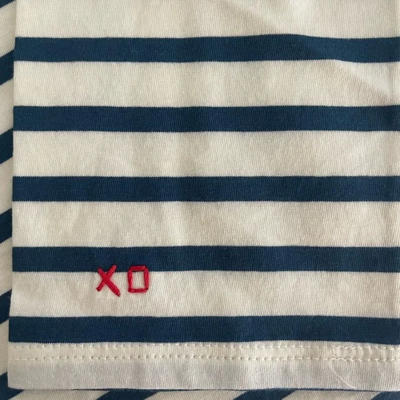 France’s Valentine Long Sleeve Striped Tee Shirt in Navy/Oyster - Picture 8 of 8